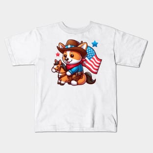 A Whimsical Tribute to American Culture in Cartoon Style Kids T-Shirt